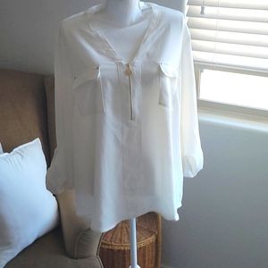 Anne Klein blouse gold accents